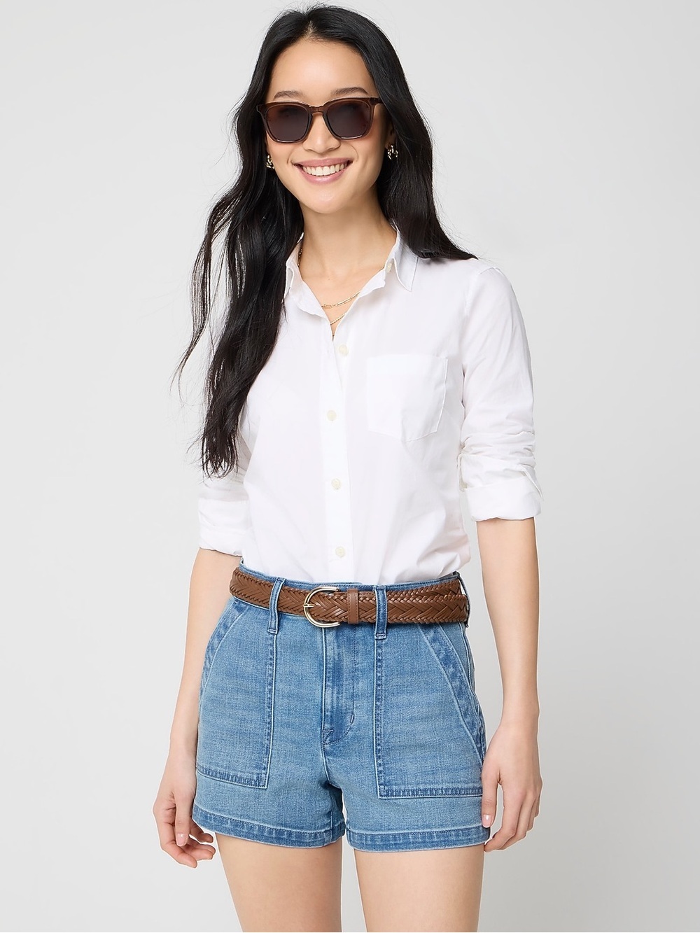 J.Crew High Rise Utility Denim Shorts Skyler Wash Size 28 Light Wash Jean Shorts